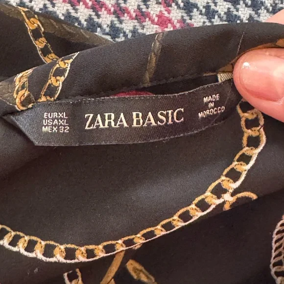 Zara Chain Tassel Horse & Jewel Pattern Tie Neck Tunic XL - Picture 4 of 11